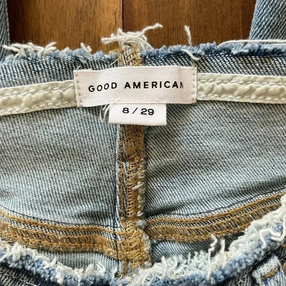 Good American Women's Good Legs Flare Jeans with No Waistband indigo 492 - Picture 6 of 14